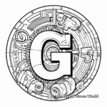 Advanced Calligraphic Letter G Coloring Pages for Adults 3