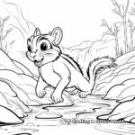 Adventure Scene: Chipmunk Crossing River Coloring Pages 1
