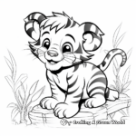 Adventurous Baby Tiger Exploring Forest Coloring Pages 3
