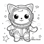 Adventurous Kawaii Cat in Space Coloring Pages 3