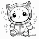 Adventurous Kawaii Cat in Space Coloring Pages 4