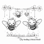 Adventurous Scene: Bees and Hanging Flowers Coloring Pages 1