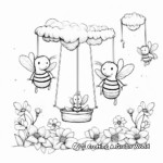 Adventurous Scene: Bees and Hanging Flowers Coloring Pages 2