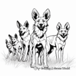African Wild Dog Pack Coloring Pages 2
