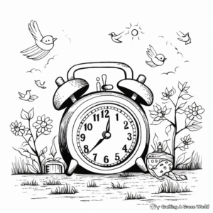 Alarm Clock with Nature Sounds Coloring Pages 3