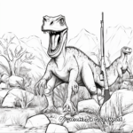 Albertosaurus Pack Hunting Scene Coloring Pages 1