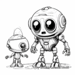 Alien and Robot Friendship Coloring Pages 1