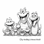 Alligator Family Coloring Pages: Parents and Babies 2