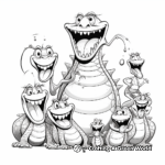Alligator Family Coloring Pages: Parents and Babies 3