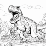 Allosaurus Vs T-Rex Battle Scene Coloring Pages 1