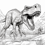 Allosaurus Vs T-Rex Battle Scene Coloring Pages 2