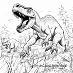 Allosaurus Vs T-Rex Battle Scene Coloring Pages 4