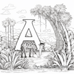 Alphabet in the Wild: Jungle-Scene Coloring Pages 2