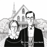 American Gothic by Grant Wood Coloring Sheets 2