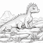 Ancient Landscape with Pachycephalosaurus Coloring Pages 2