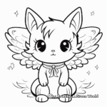 Angel Cat and Moon Coloring Pages for Halloween 3