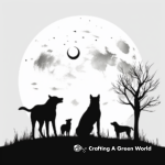 Animal Silhouettes Under a Full Moon Coloring Pages 3