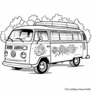 Animated Style Hippie Van Coloring Pages 1