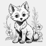 Anime Wolf Pup and Flowers Coloring Pages 3