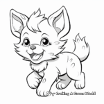 Anime Wolf Pup in Action Coloring Sheets 4