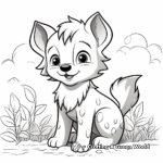 Anime Wolf Pup in Forest Coloring Pages 1