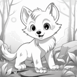 Anime Wolf Pup in Forest Coloring Pages 2