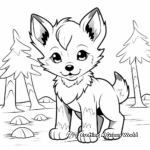 Anime Wolf Pup in Forest Coloring Pages 3