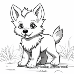 Anime Wolf Pup in Forest Coloring Pages 4