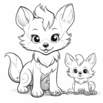 Anime Wolf Pup with Family Coloring Pages 3