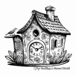 Antique Cuckoo Alarm Clock Coloring Pages 3