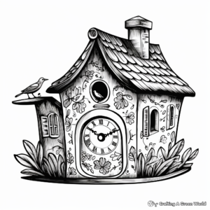 Antique Cuckoo Alarm Clock Coloring Pages 3