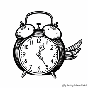 Antique Cuckoo Alarm Clock Coloring Pages 4