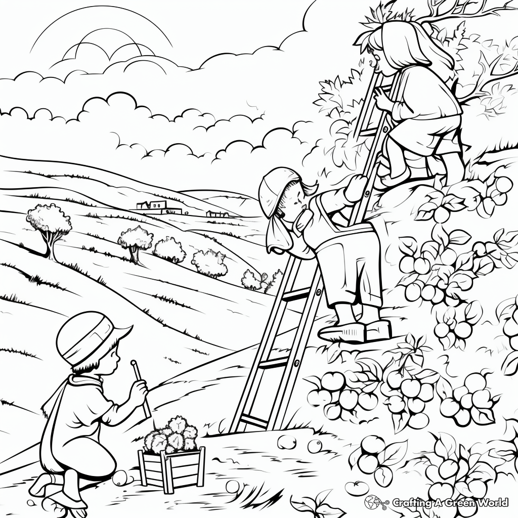 Apple Picking Adventure Coloring Pages 1