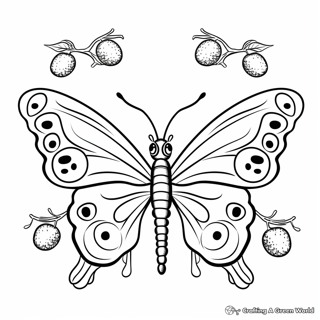 April Butterfly Life Cycle Coloring Pages 3