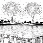Aquatic Fireworks Coloring Pages for Lakeside Celebrations 1