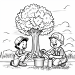 Arbor Day Coloring Pages With Tree-Care Tools 1