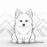 Arctic Fox and Northern Lights Coloring Pages 1