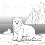 Arctic Fox with Icebergs Background Coloring Pages 1
