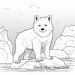 Arctic Fox with Icebergs Background Coloring Pages 2