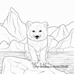 Arctic Fox with Icebergs Background Coloring Pages 3