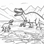 Arctic Scene Spinosaurus vs T-Rex Coloring Pages 1