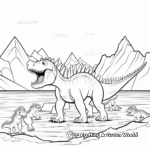 Arctic Scene Spinosaurus vs T-Rex Coloring Pages 2