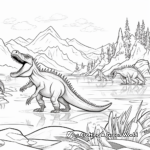 Arctic Scene Spinosaurus vs T-Rex Coloring Pages 4