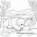 Escena Ártica: Páginas para colorear de la hibernación del oso polar 1