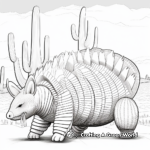 Armadillo with Cactus: Southwestern Landscape Coloring Pages 1