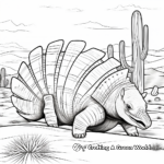 Armadillo with Cactus: Southwestern Landscape Coloring Pages 2