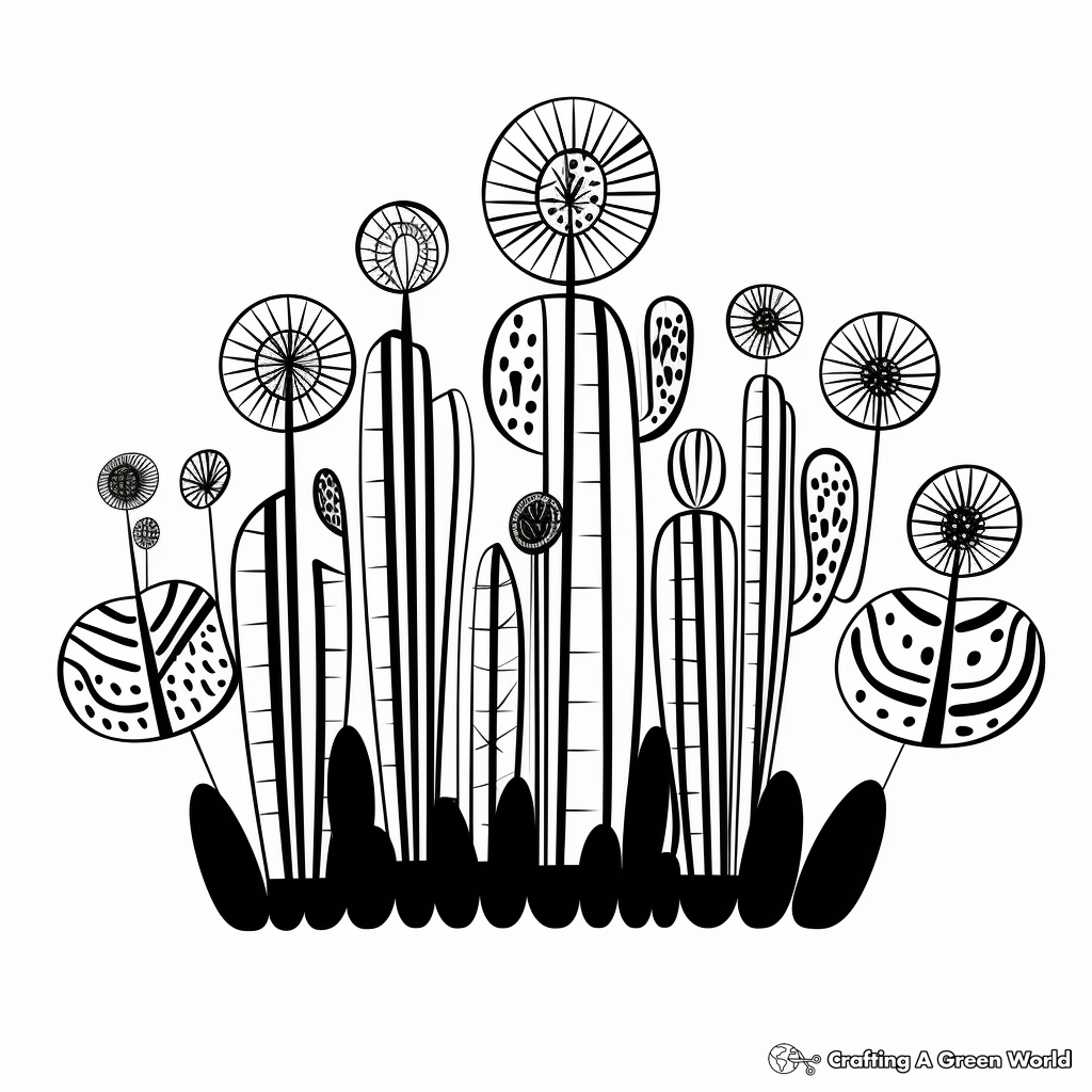 Artistic Abstract Cactus Coloring Pages 3