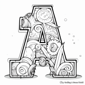 Artistic Lowercase A Coloring Pages 2