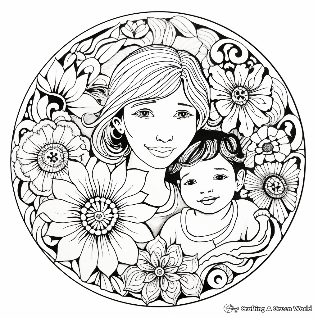 Artistic Mandala Birthday Coloring Pages for Mom 3