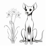 Artistic Oriental Shorthair and Orchid Coloring Pages 4